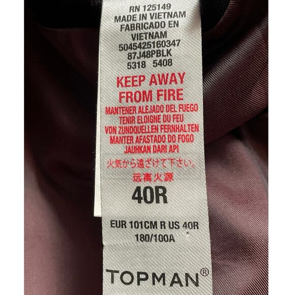 Topman Jacket Men’s 40R Black Single-Breasted Slim Fit Suits - Picture 3 of 4